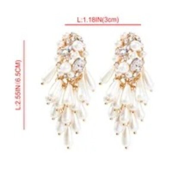 2/$24 Glam Streetwear Shiny Geometric Imitation Pearl & Rhinestone Dangle Drop - Picture 5 of 10